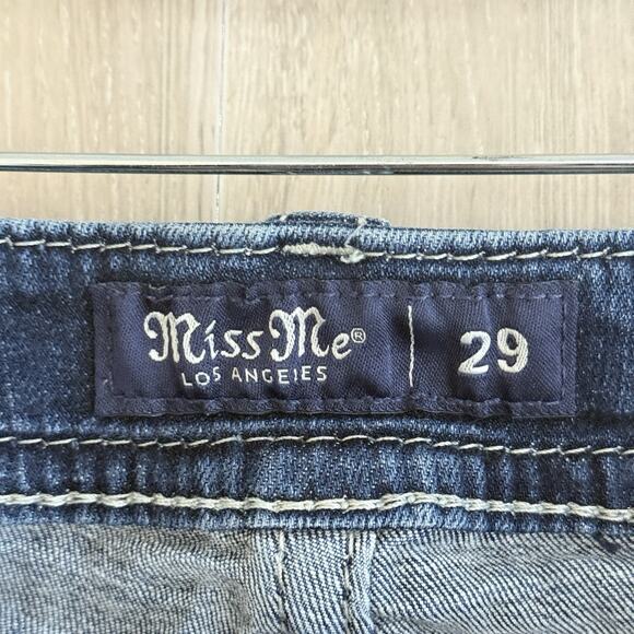 Miss Me Jeans Women 29 Floral Swirl Horseshoe Bling Pocket Mid Rise Boot Cut - Picture 10 of 16